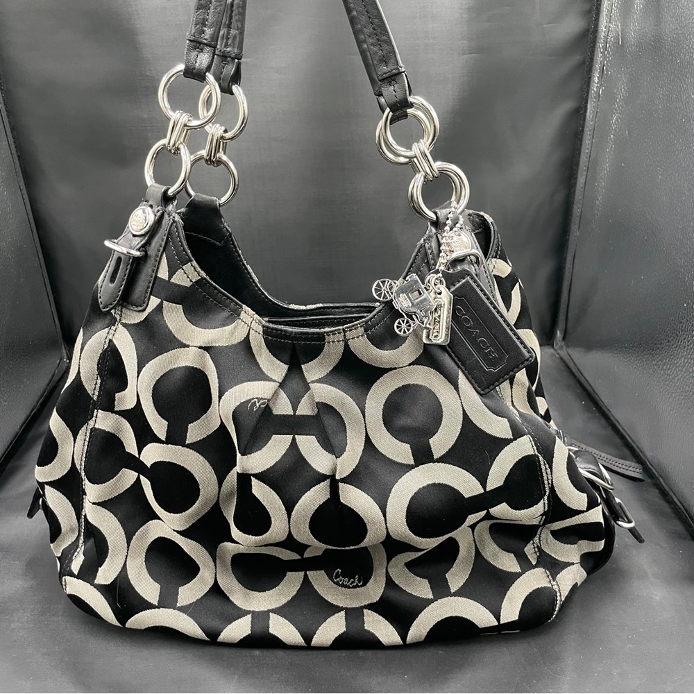 Coach Black and Gray Maddison Maggie Hobo